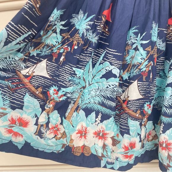 Tommy Hilfiger A Line 100% Cotton Skirt with Ocean Sailing Floral Print Small - Picture 2 of 8
